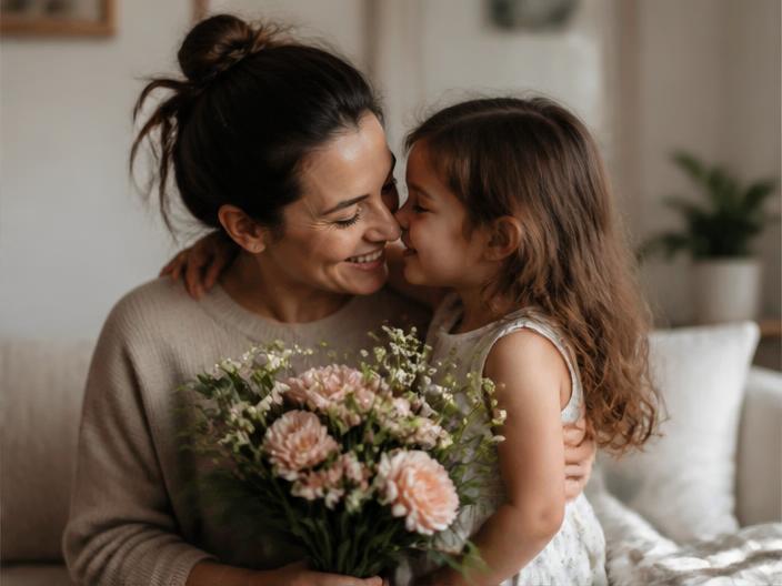 A mother and daughter sharing a warm moment together